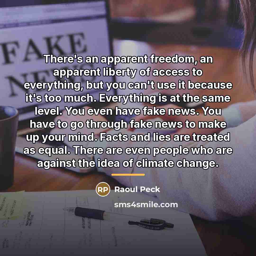“There's an apparent freedom, an apparent liberty of access to…” quote by Raoul Peck
