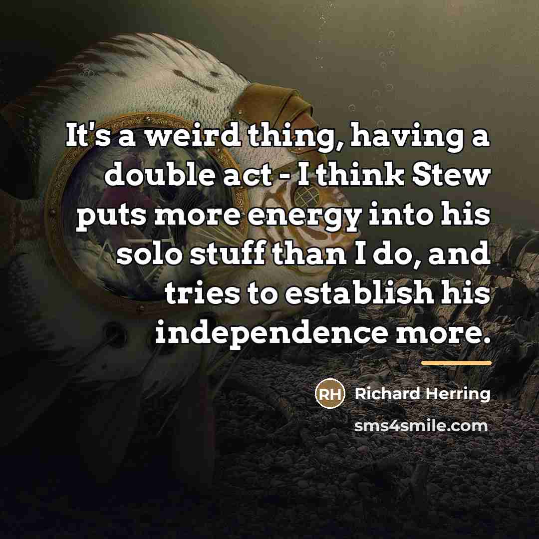 “It's a weird thing, having a double act - I…” quote by Richard Herring