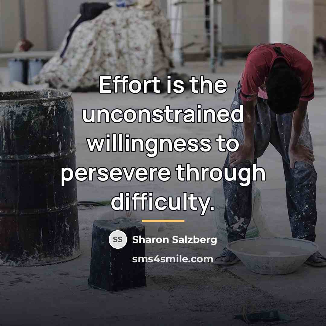 “Effort is the unconstrained willingness to persevere through difficulty.…” quote by Sharon Salzberg