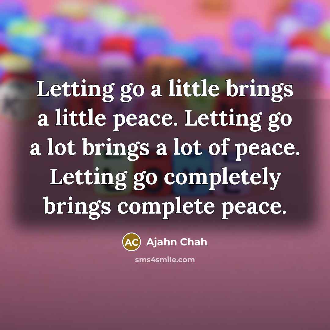 “Letting go a little brings a little peace. Letting go…” quote by Ajahn Chah