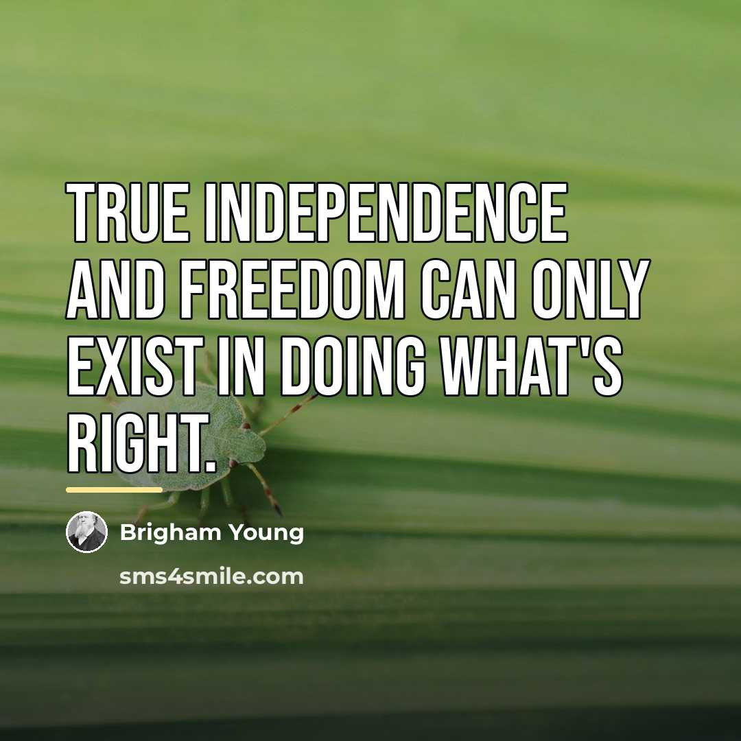 “True independence and freedom can only exist in doing what's…” quote by Brigham Young