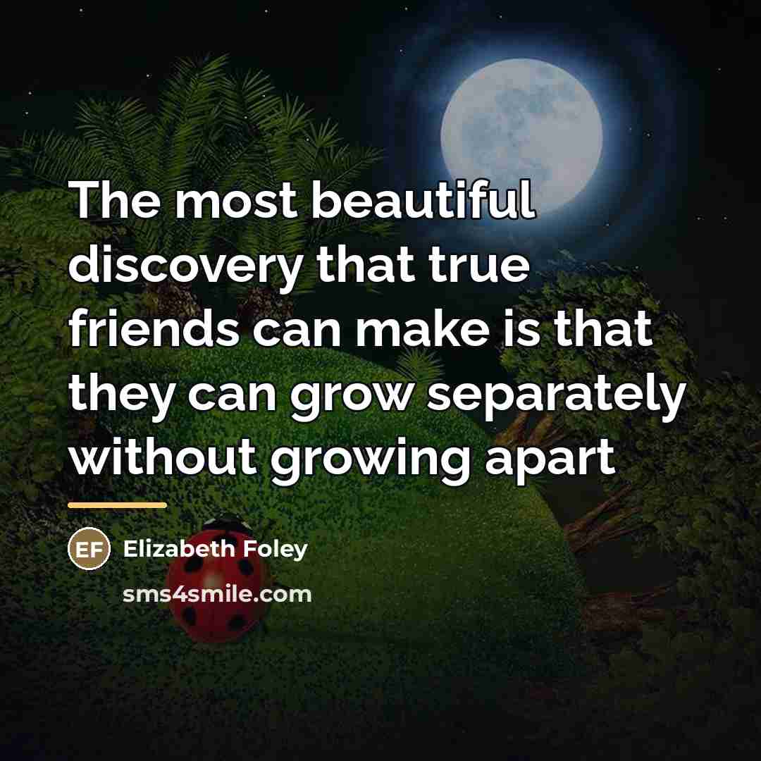 “The most beautiful discovery that true friends can make is…” quote by Elizabeth Foley