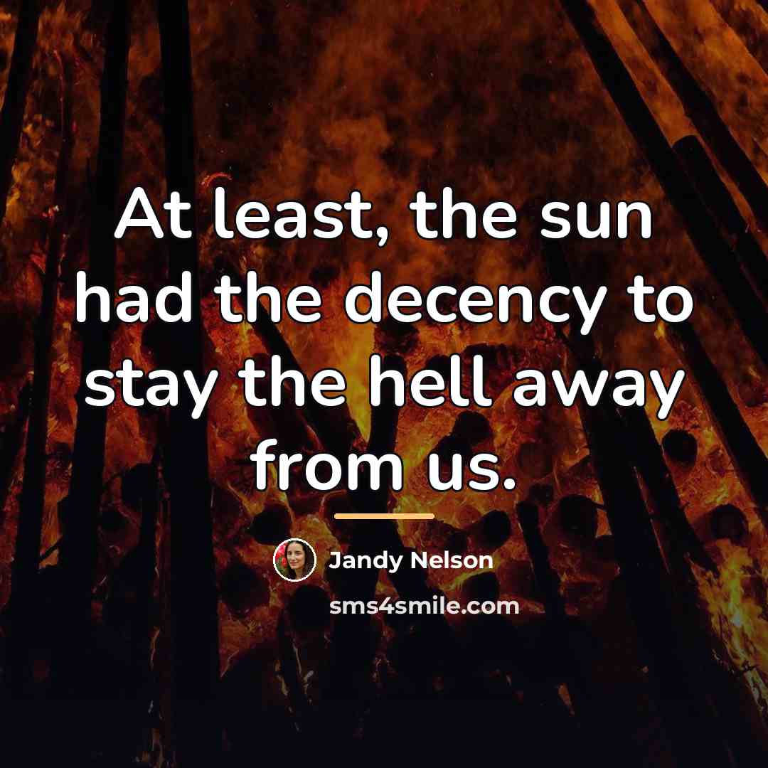 “At least, the sun had the decency to stay the…” quote by Jandy Nelson