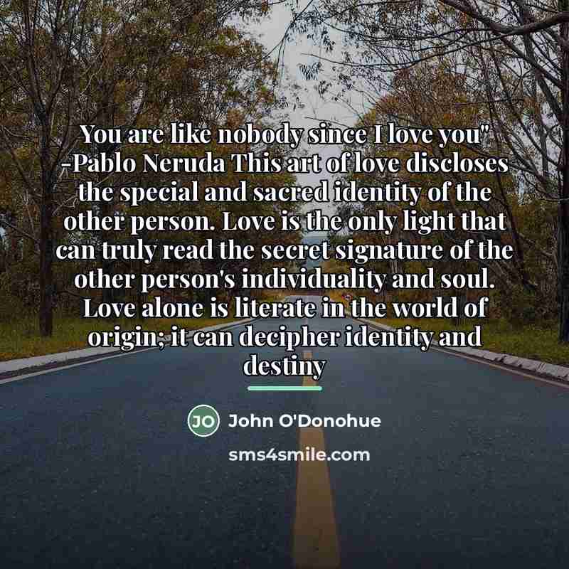 “You are like nobody since I love you" -Pablo Neruda…” quote by John O'Donohue