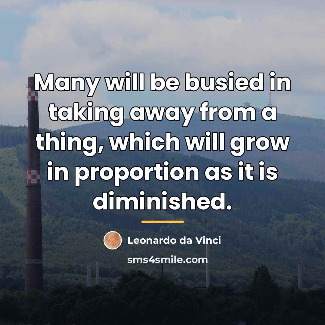 “Many will be busied in taking away from a thing,…” quote by Leonardo da Vinci