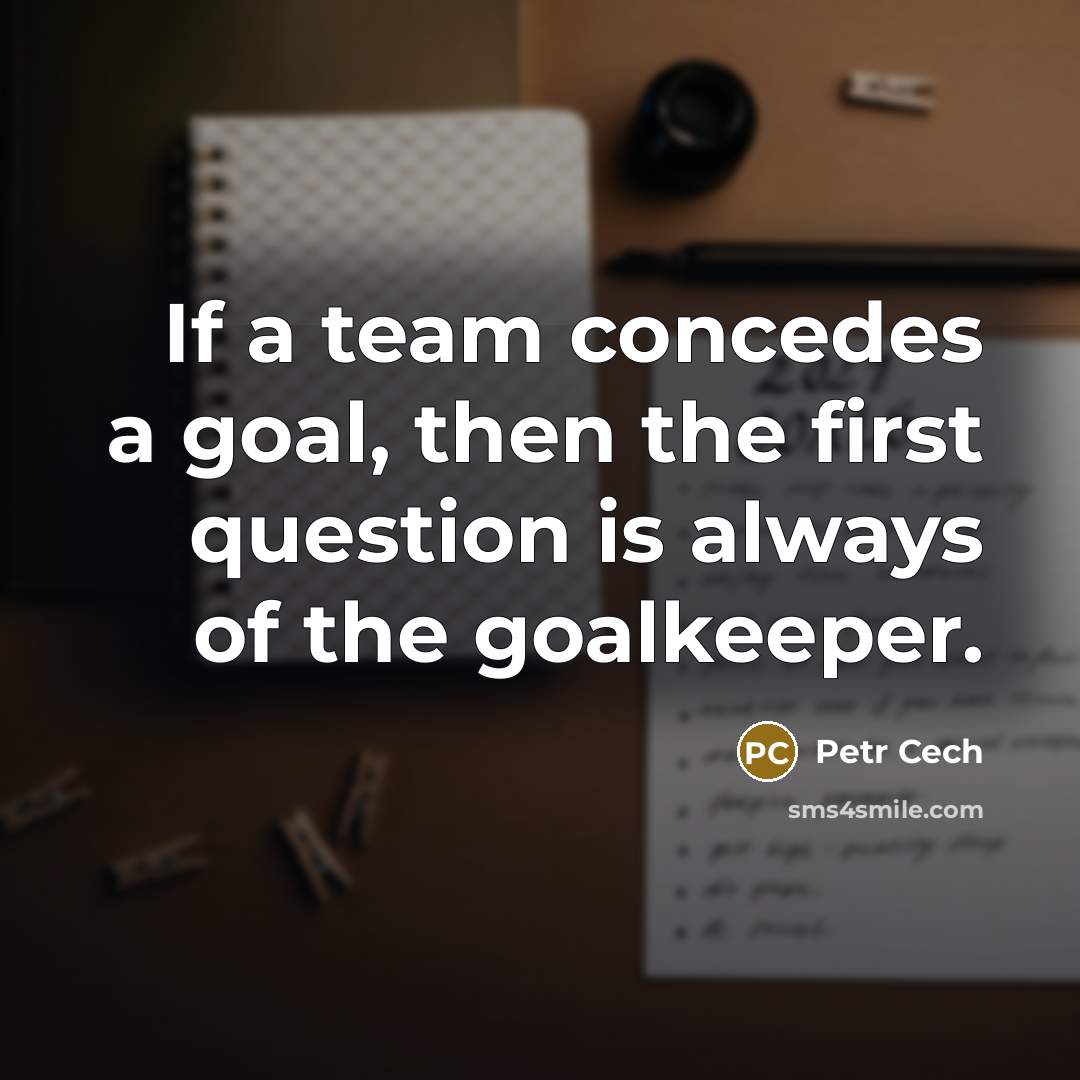 “If a team concedes a goal, then the first question…” quote by Petr Cech