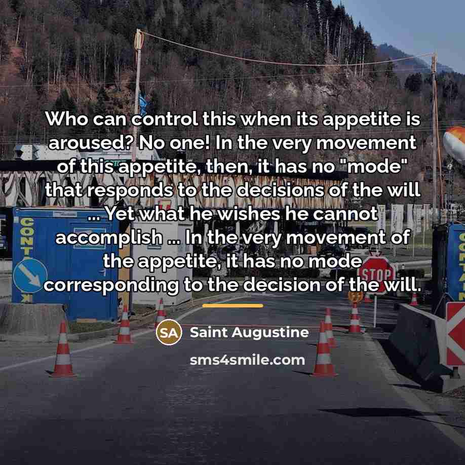 “Who can control this when its appetite is aroused? No…” quote by Saint Augustine