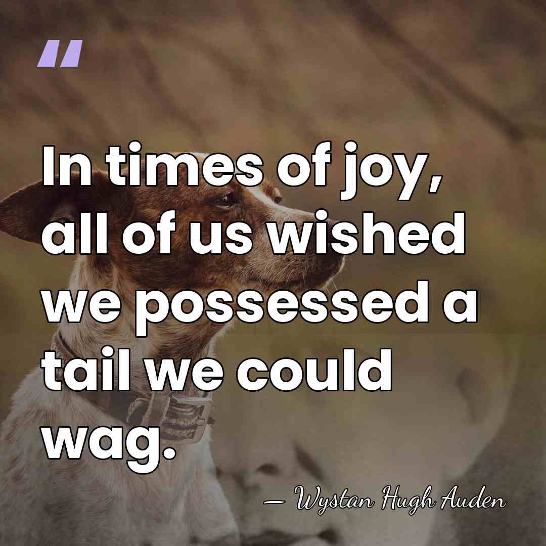 In times of joy, all of us wished we possessed a tail&hellip; - Wystan Hugh Auden