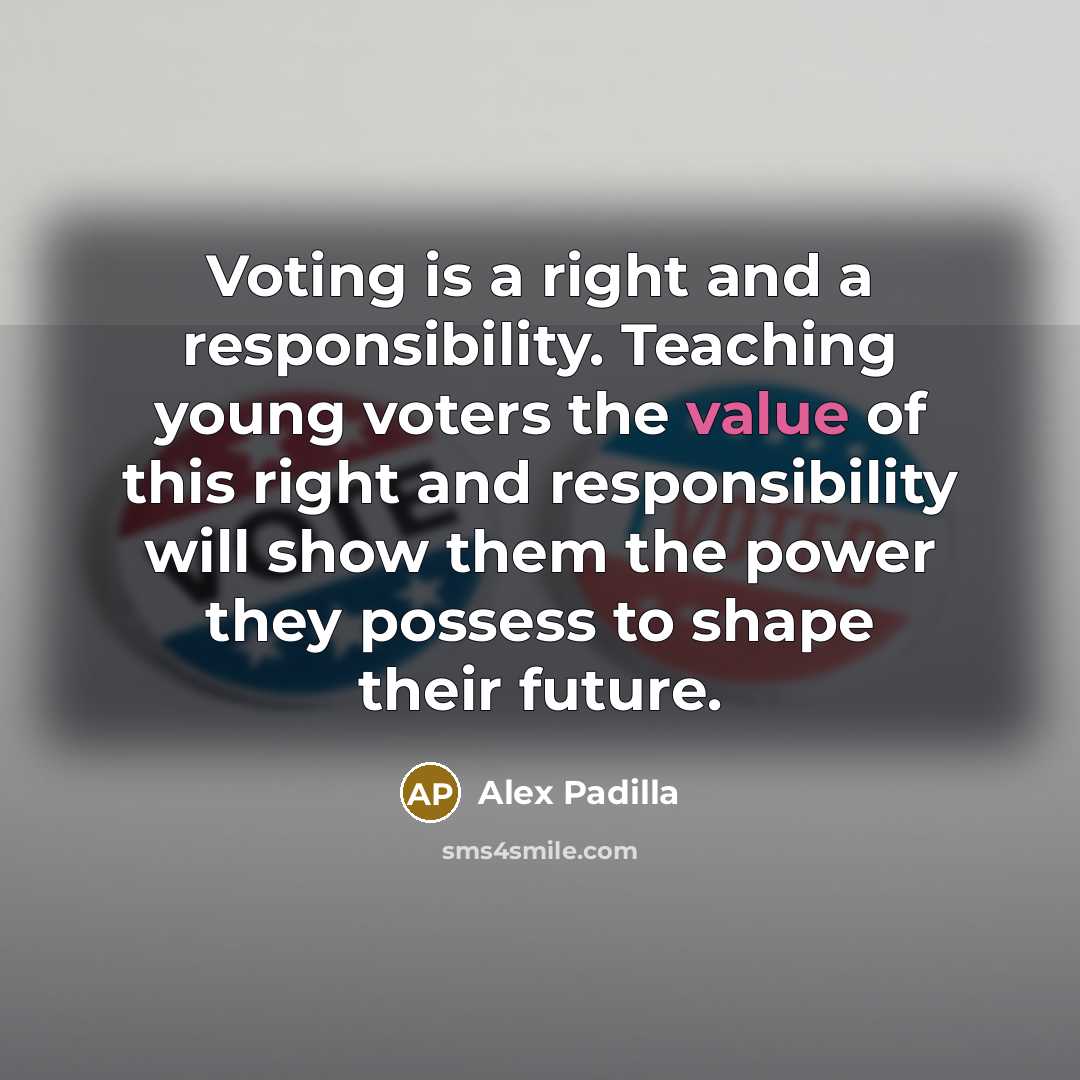 “Voting is a right and a responsibility. Teaching young voters…” quote by Alex Padilla