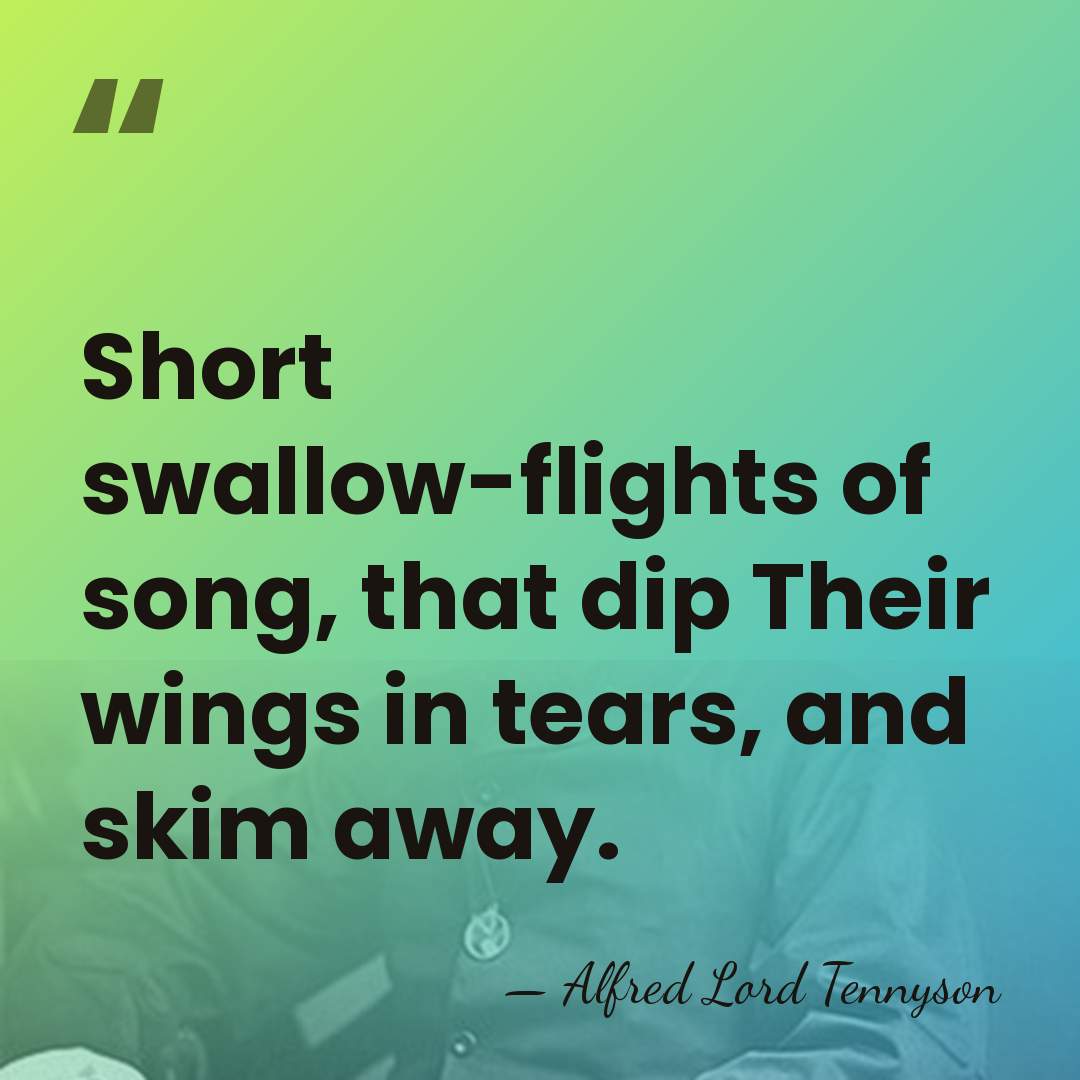 Short swallow-flights of song, that dip Their wings in tears, and skim&hellip; - Alfred Lord Tennyson