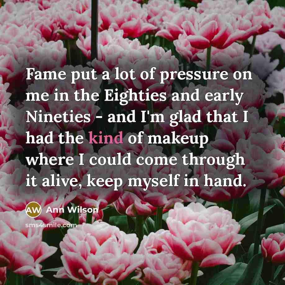 “Fame put a lot of pressure on me in the…” quote by Ann Wilson