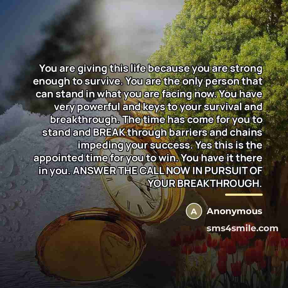 “You are giving this life because you are strong enough…” quote by Anonymous
