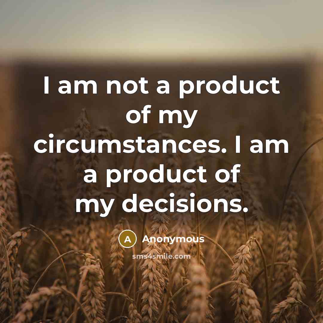 “I am not a product of my circumstances. I am…” quote by Anonymous