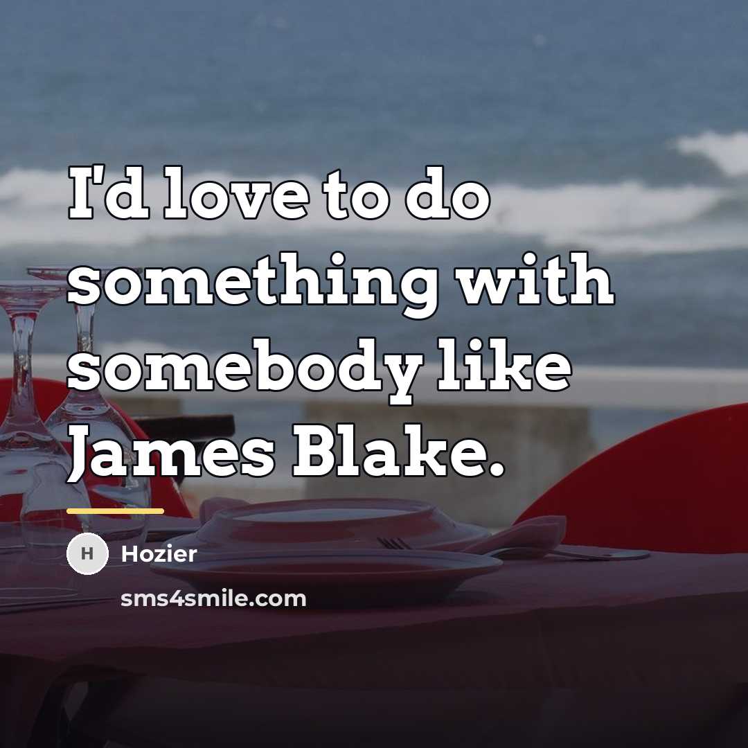 “I'd love to do something with somebody like James Blake.…” quote by Hozier