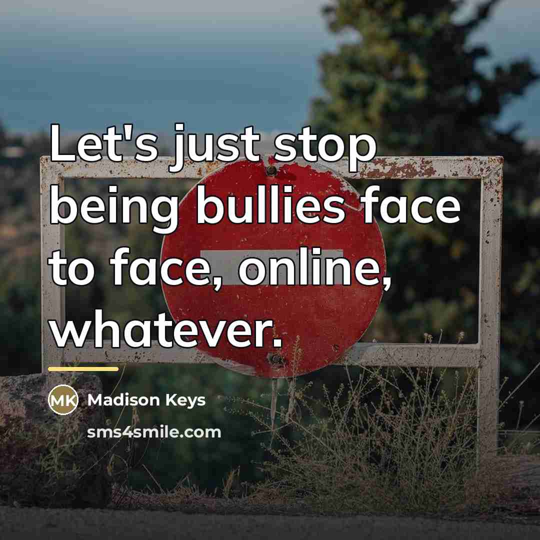“Let's just stop being bullies face to face, online, whatever.…” quote by Madison Keys