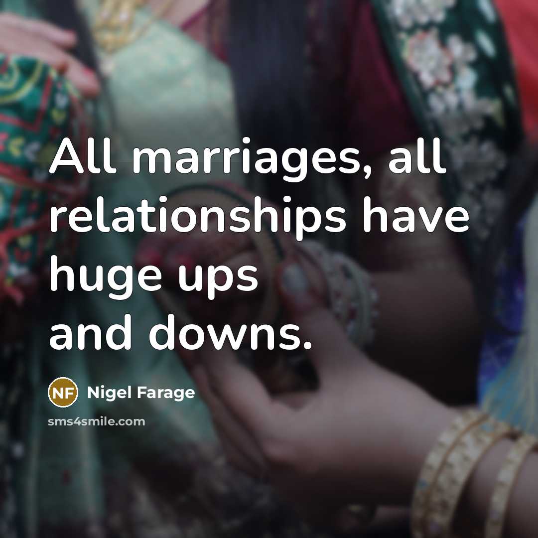 “All marriages, all relationships have huge ups and downs.…” quote by Nigel Farage