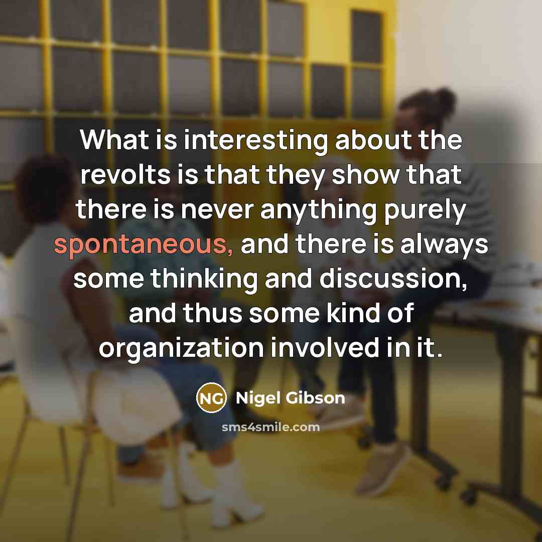 “What is interesting about the revolts is that they show…” quote by Nigel Gibson