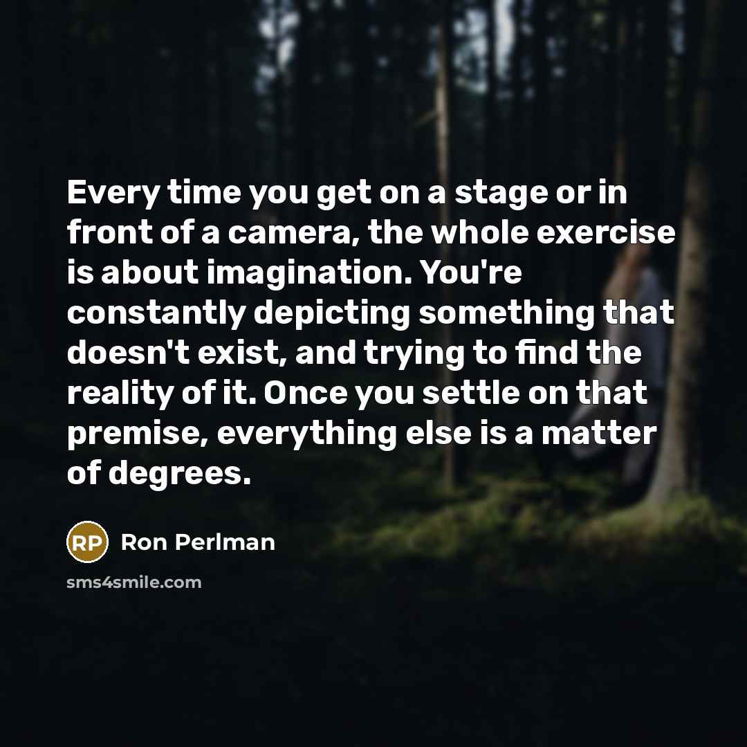 “Every time you get on a stage or in front…” quote by Ron Perlman