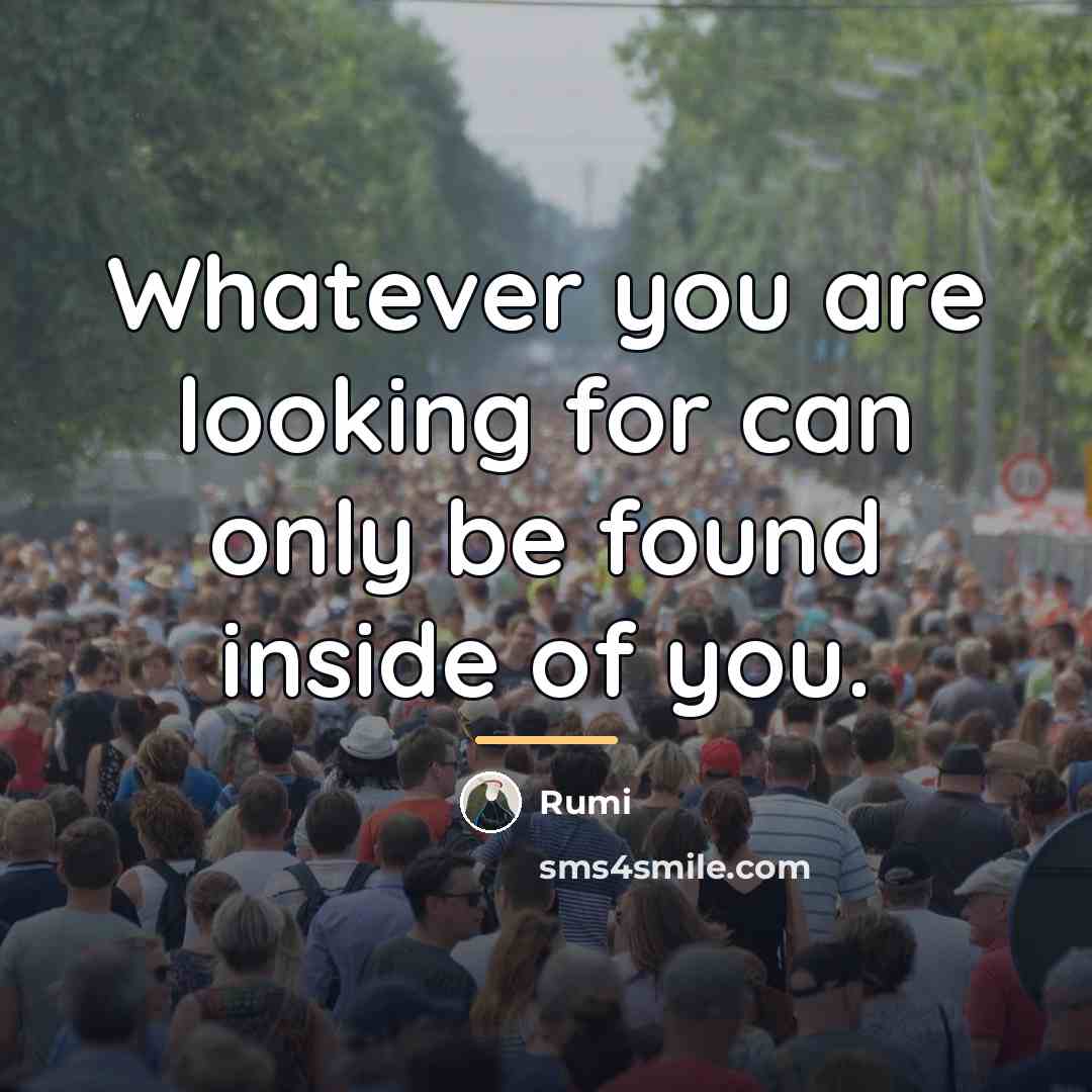 “Whatever you are looking for can only be found inside…” quote by Rumi