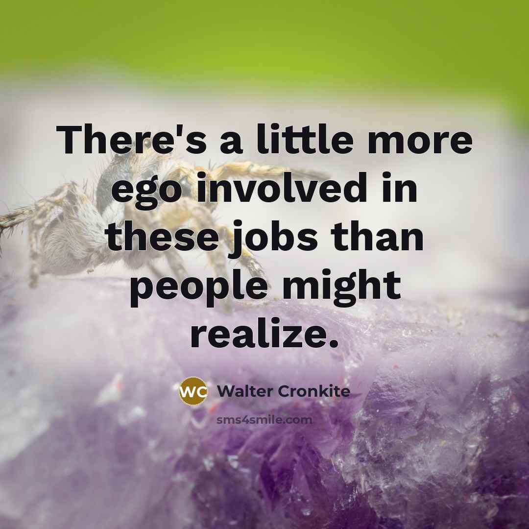 “There's a little more ego involved in these jobs than…” quote by Walter Cronkite