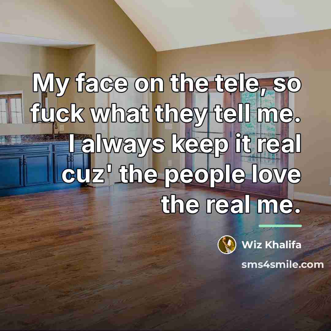 “My face on the tele, so fuck what they tell…” quote by Wiz Khalifa