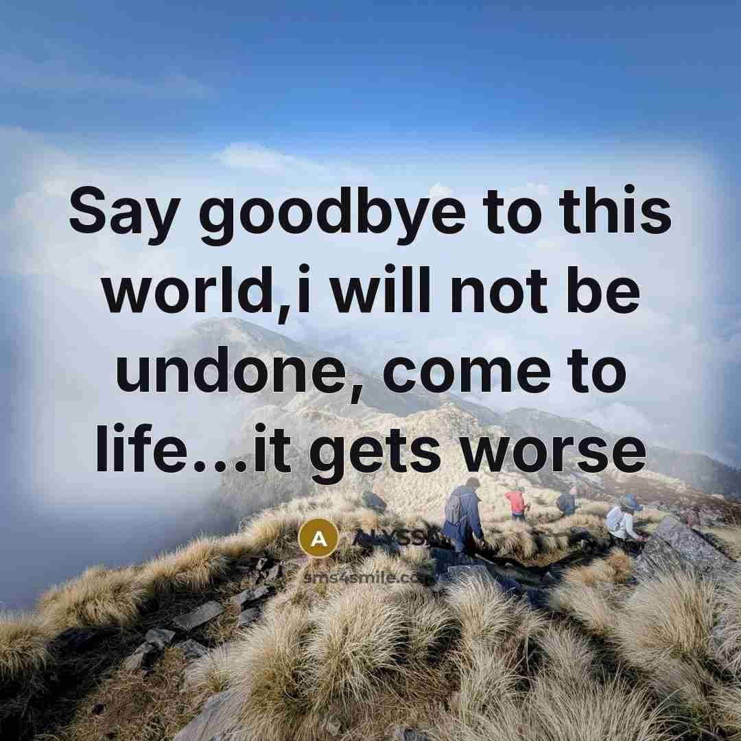 “Say goodbye to this world,i will not be undone, come to life…it gets worse” quote by Alyssa