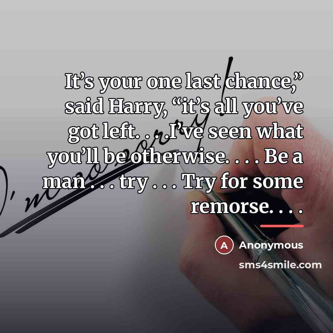 “It’s your one last chance,” said Harry, “it’s all you’ve…” quote by Anonymous