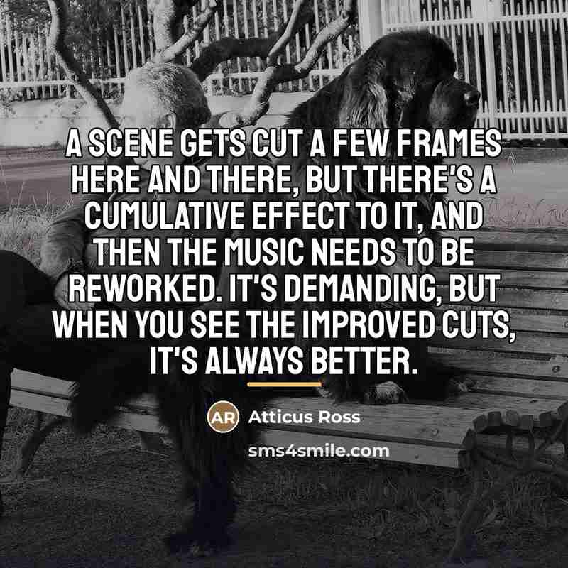 “A scene gets cut a few frames here and there,…” quote by Atticus Ross