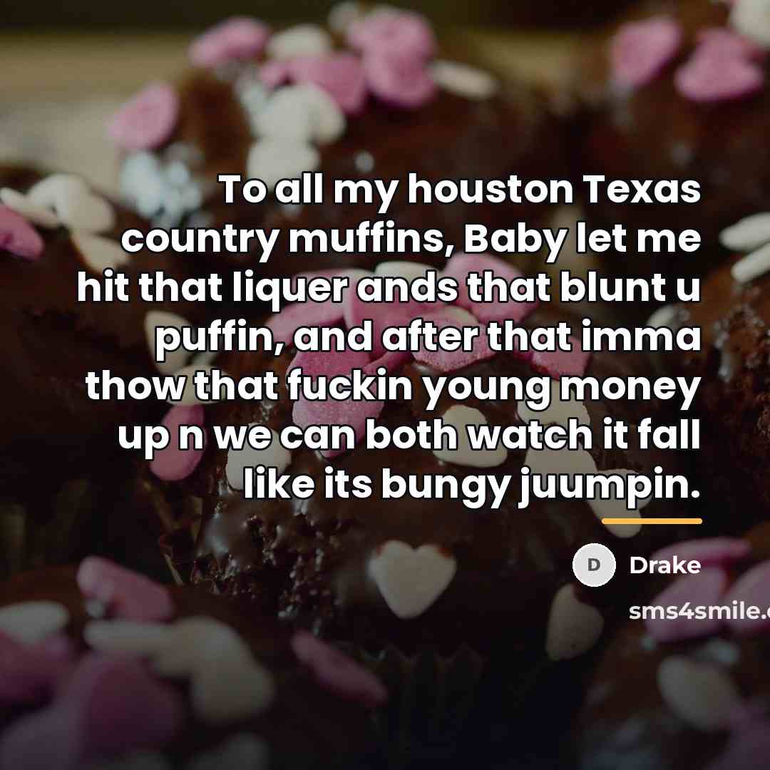 “To all my houston Texas country muffins, Baby let me…” quote by Drake