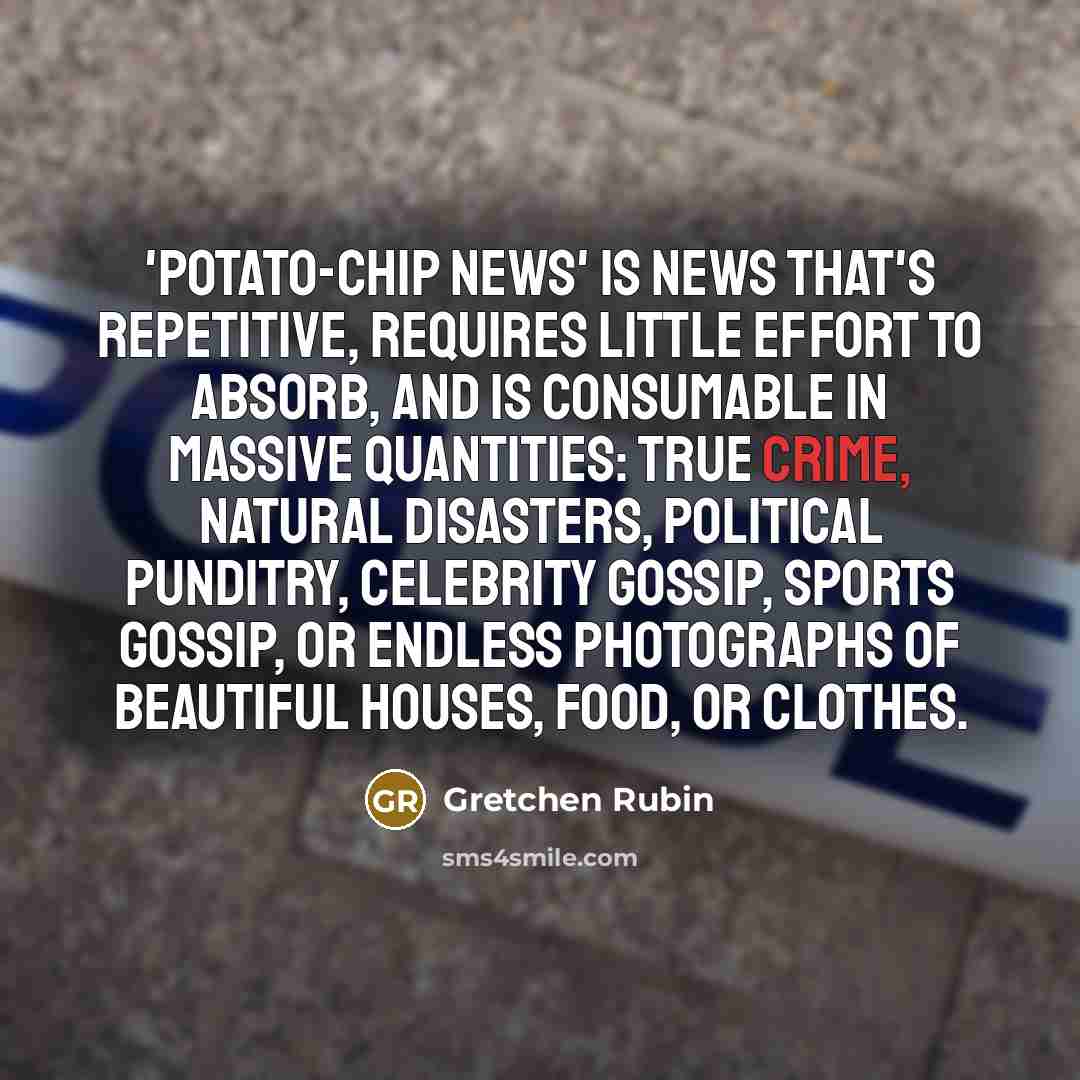 “'Potato-chip news' is news that's repetitive, requires little effort to…” quote by Gretchen Rubin