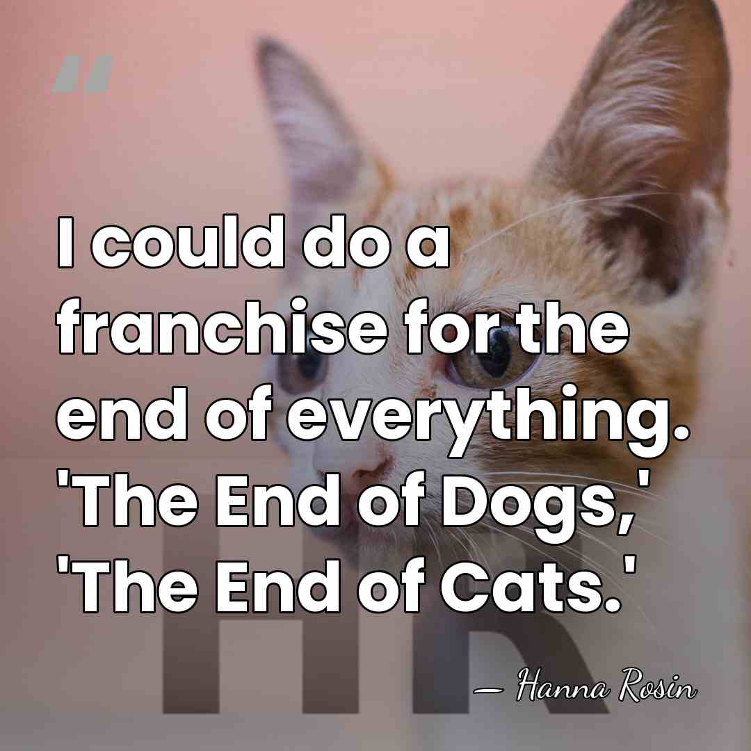 I could do a franchise for the end of everything. 'The End&hellip; - Hanna Rosin