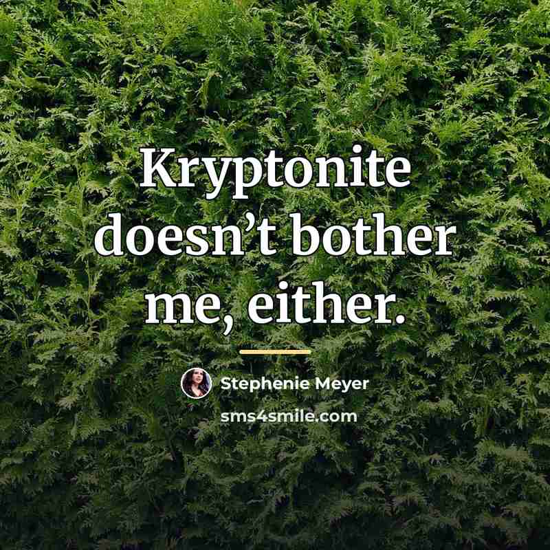 “Kryptonite doesn’t bother me, either.…” quote by Stephenie Meyer