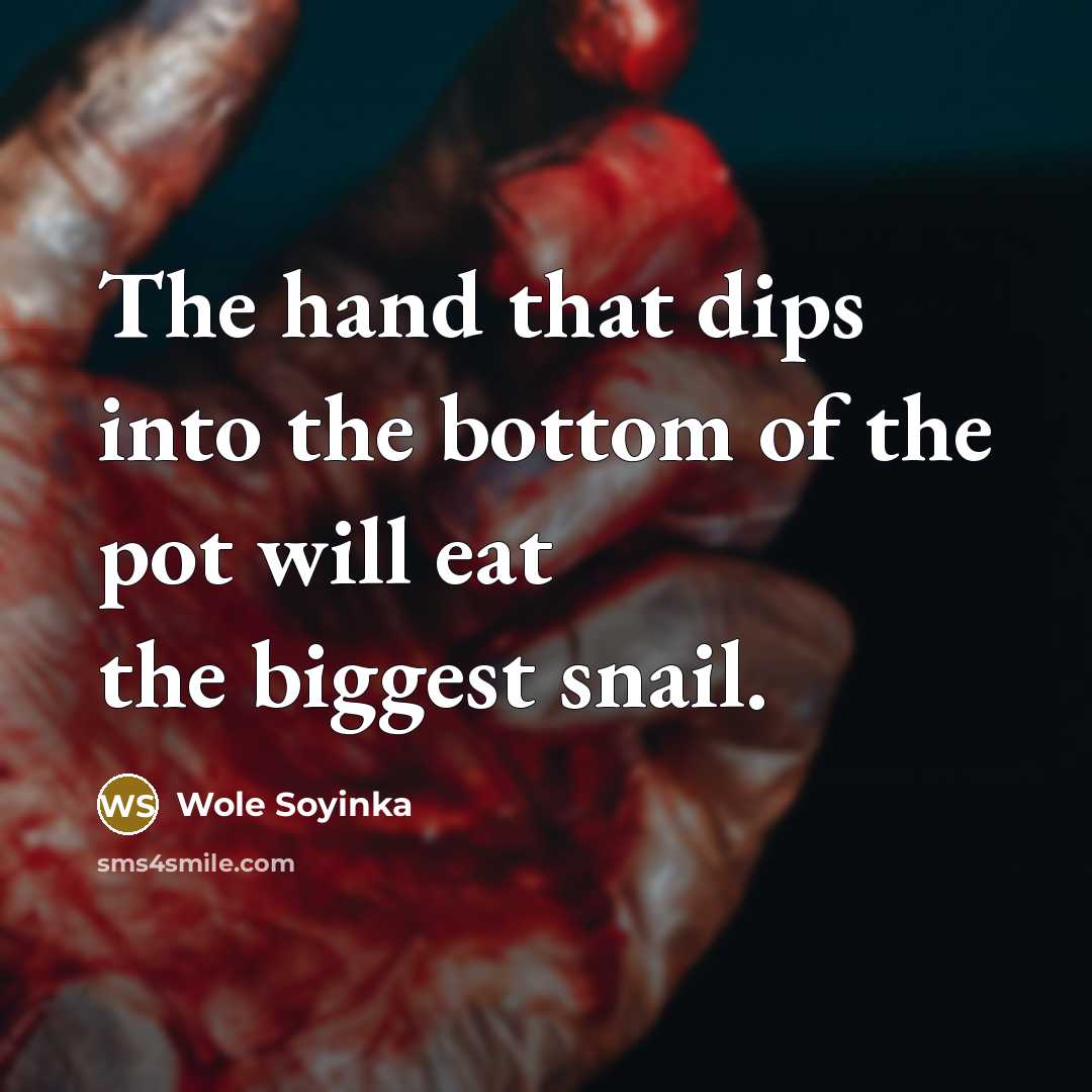 “The hand that dips into the bottom of the pot…” quote by Wole Soyinka