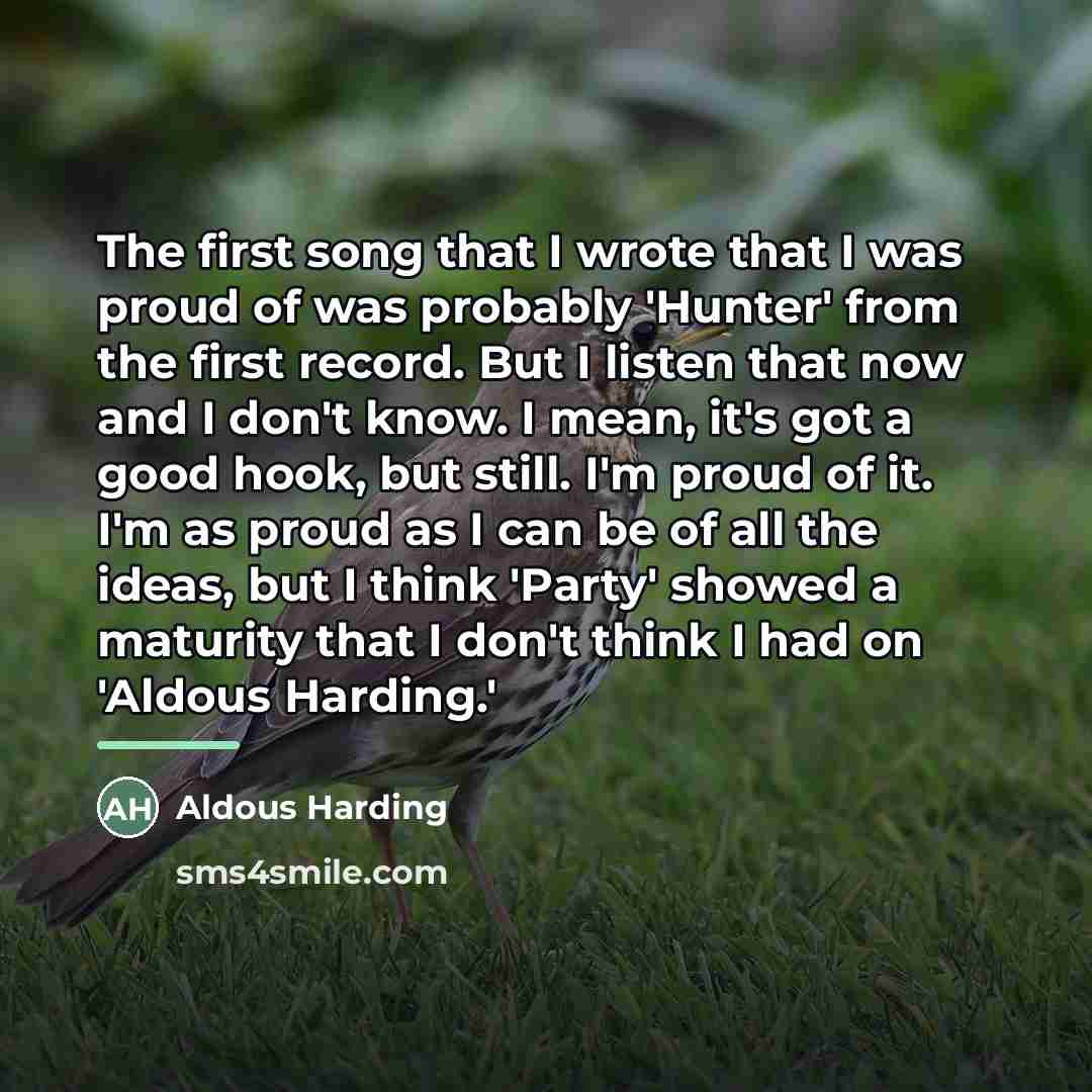“The first song that I wrote that I was proud…” quote by Aldous Harding