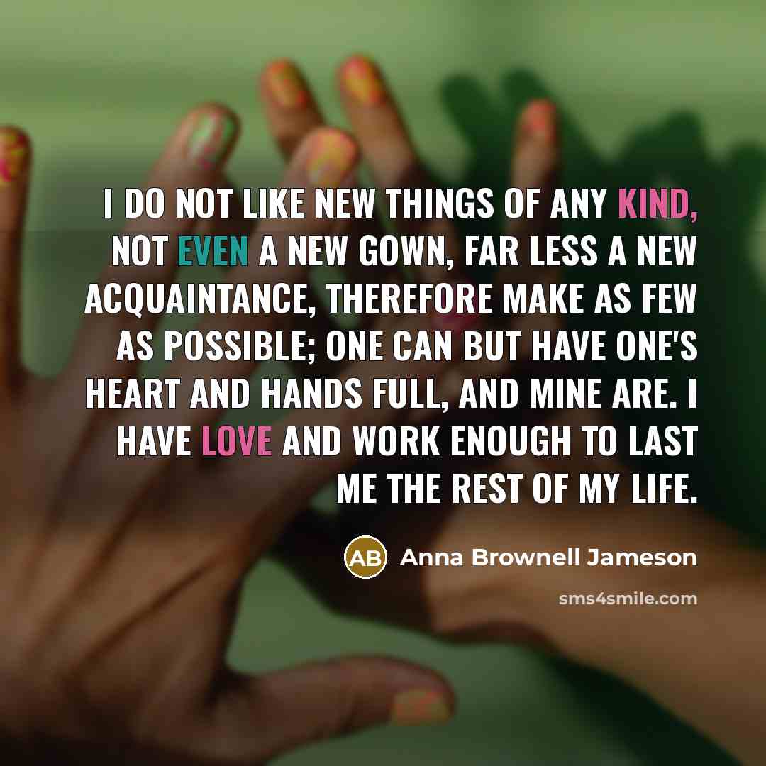 “I do not like new things of any kind, not…” quote by Anna Brownell Jameson