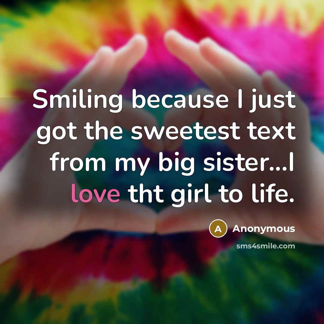 “Smiling because I just got the sweetest text from my…” quote by Anonymous