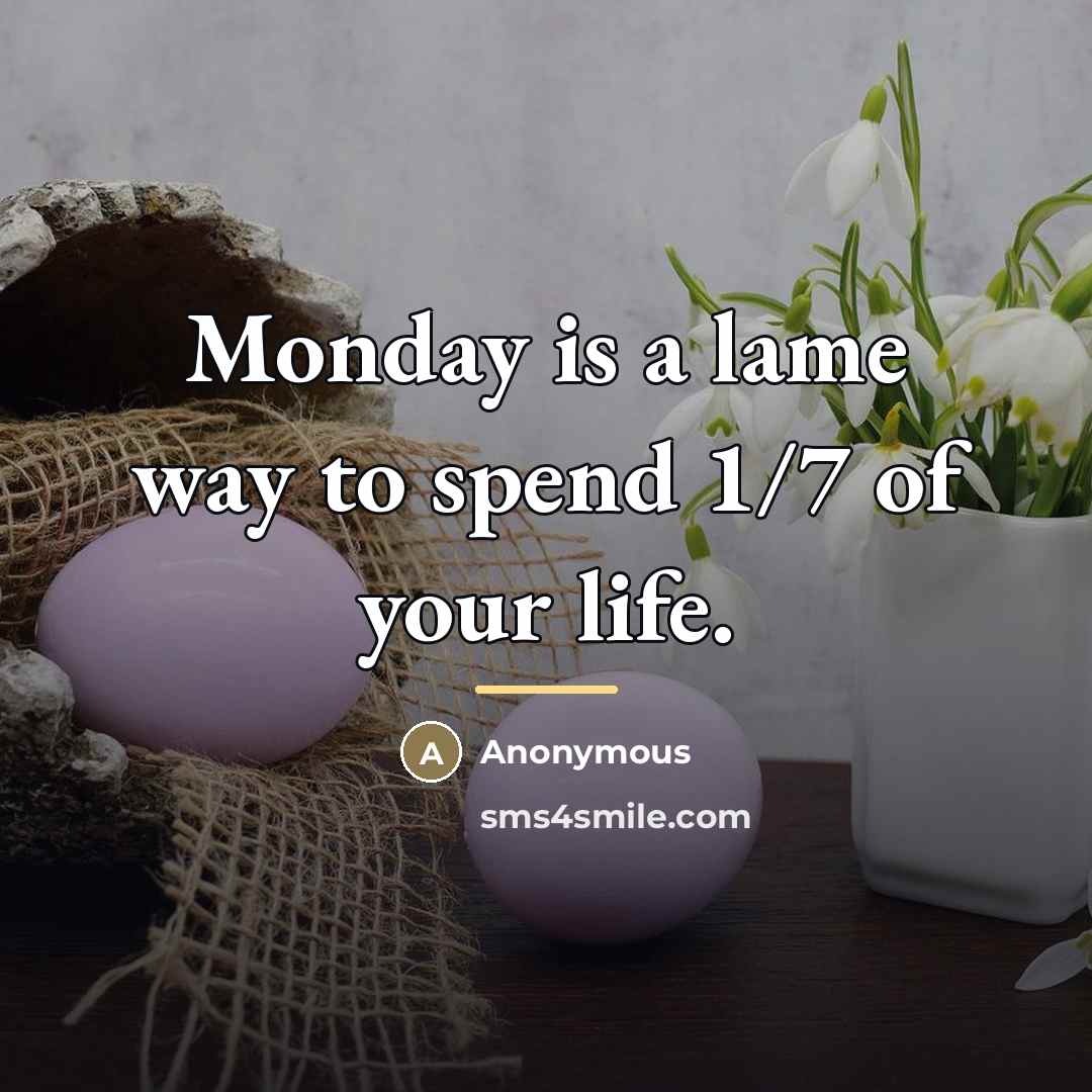 “Monday is a lame way to spend 1/7 of your…” quote by Anonymous
