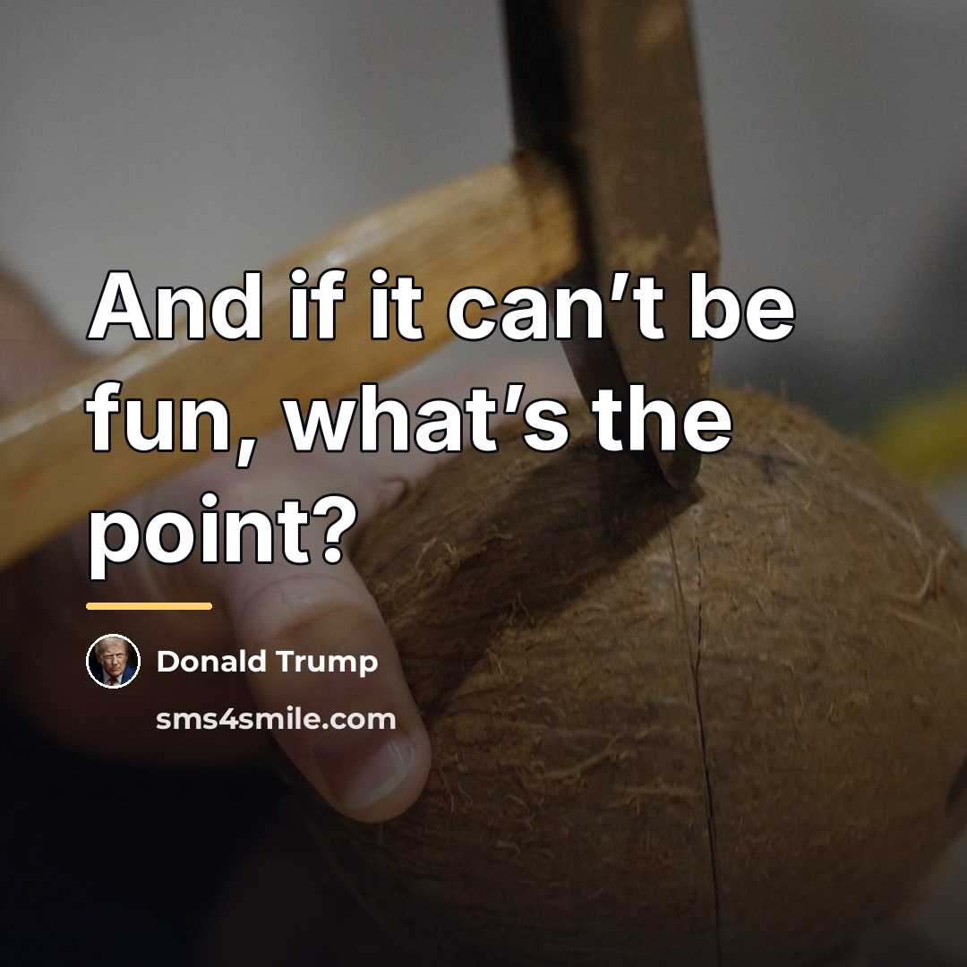 “And if it can’t be fun, what’s the point?…” quote by Donald Trump