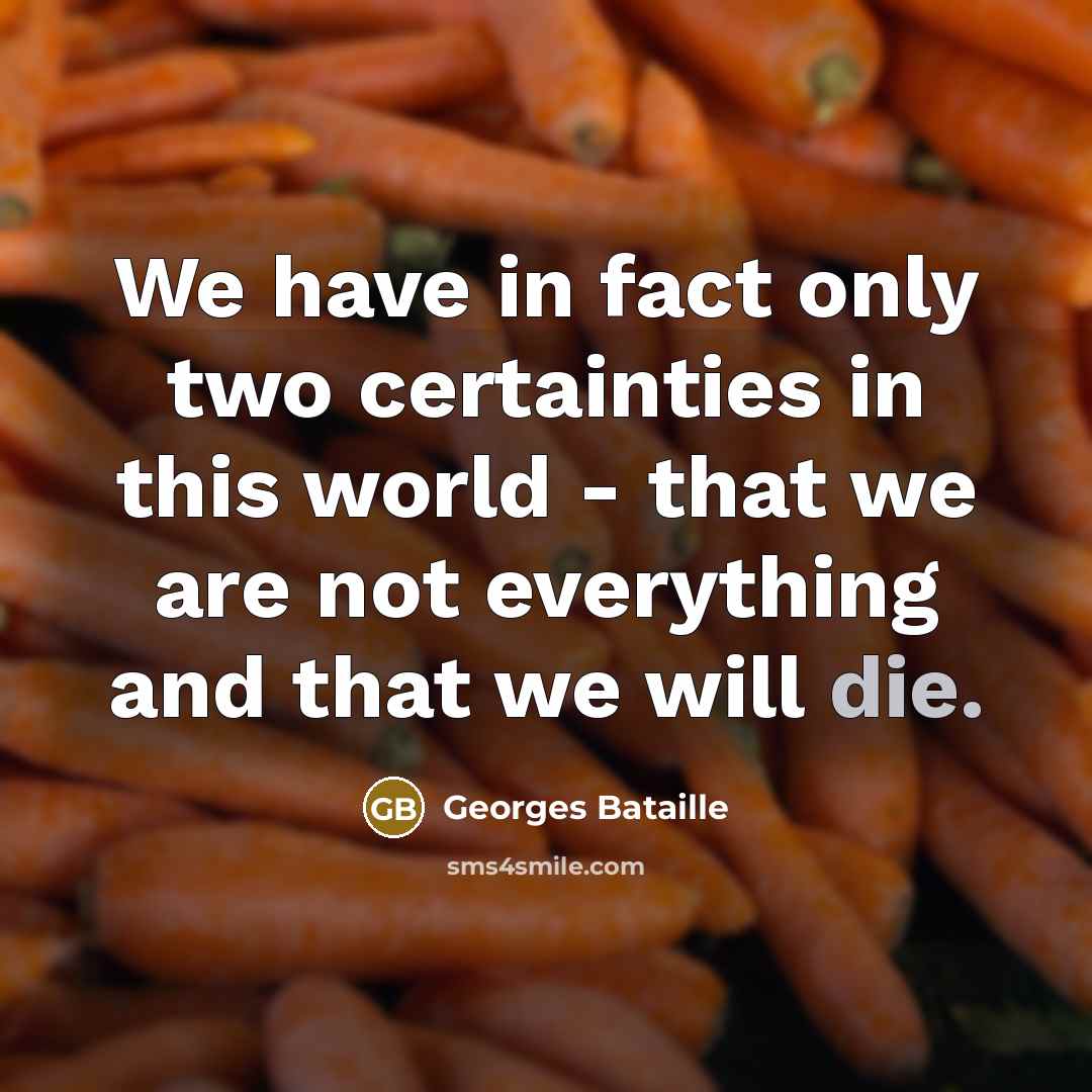 “We have in fact only two certainties in this world…” quote by Georges Bataille