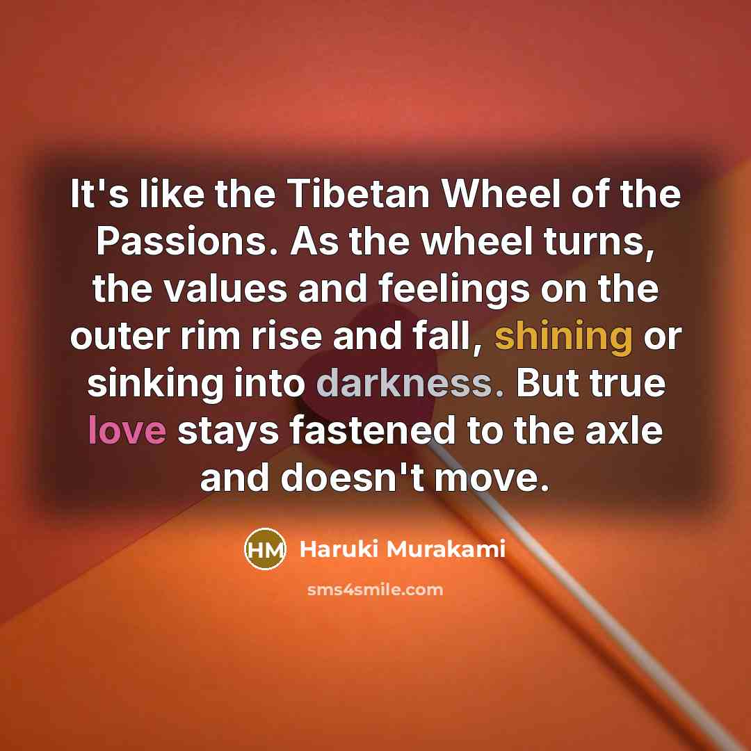 “It's like the Tibetan Wheel of the Passions. As the…” quote by Haruki Murakami