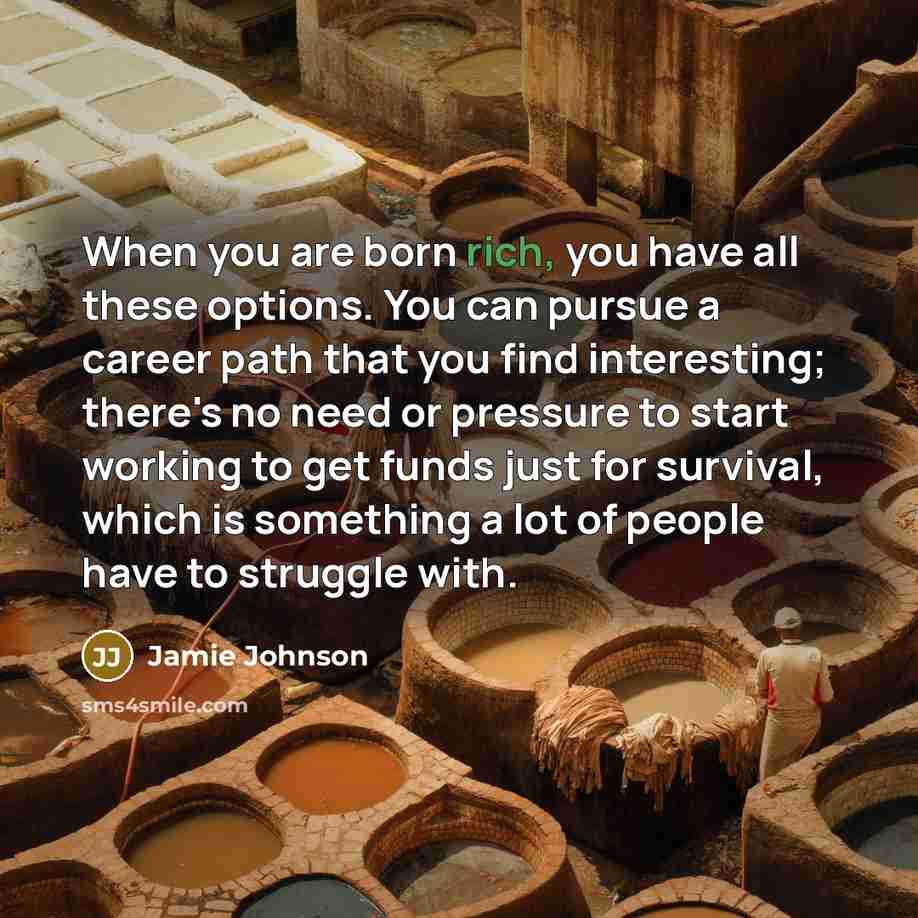 “When you are born rich, you have all these options.…” quote by Jamie Johnson