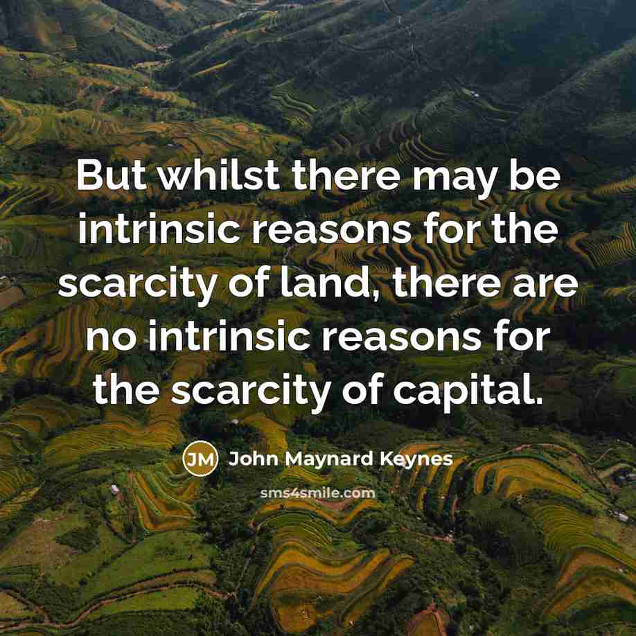 “But whilst there may be intrinsic reasons for the scarcity…” quote by John Maynard Keynes
