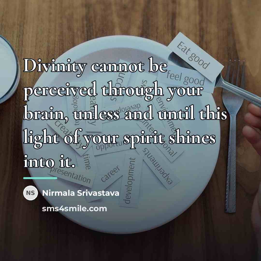 “Divinity cannot be perceived through your brain, unless and until…” quote by Nirmala Srivastava