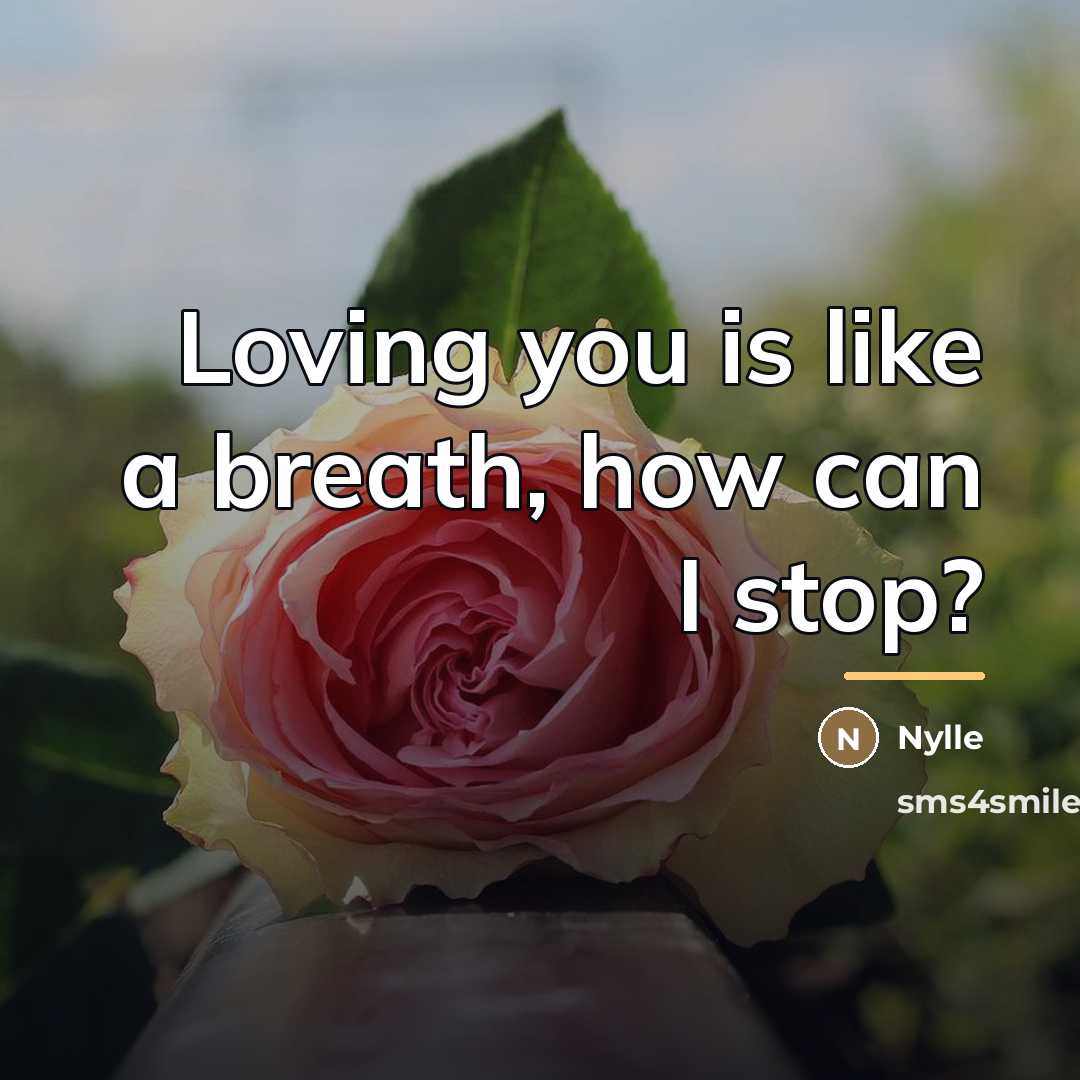 “Loving you is like a breath, how can I stop?…” quote by Nylle