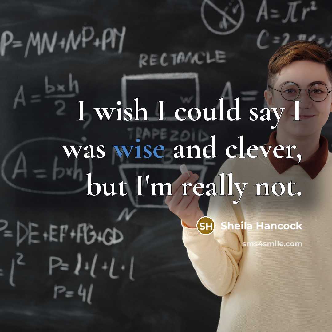 “I wish I could say I was wise and clever,…” quote by Sheila Hancock