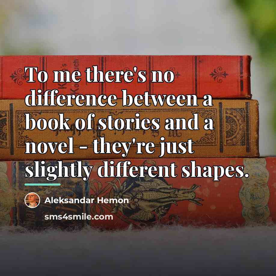 “To me there's no difference between a book of stories…” quote by Aleksandar Hemon