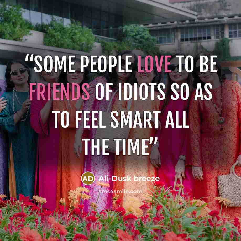 “Some people love to be friends of idiots so as to feel smart all the time” quote by Ali-Dusk breeze