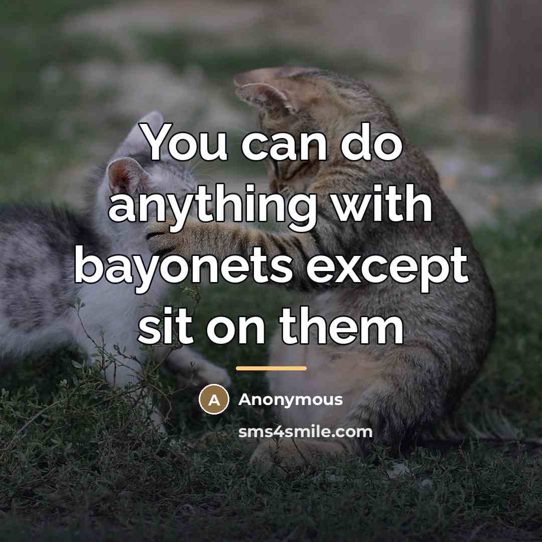 “You can do anything with bayonets except sit on them…” quote by Anonymous
