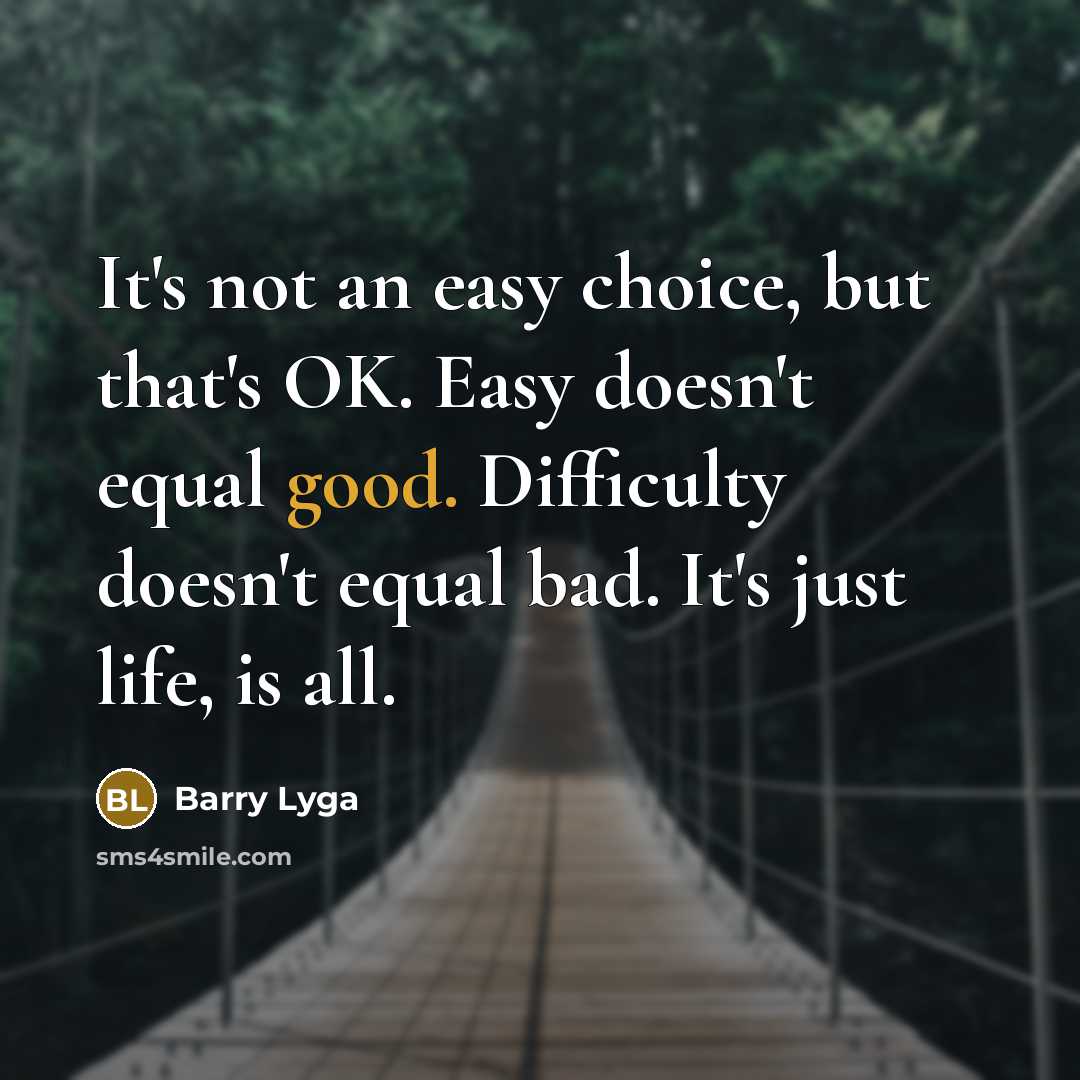 “It's not an easy choice, but that's OK. Easy doesn't…” quote by Barry Lyga