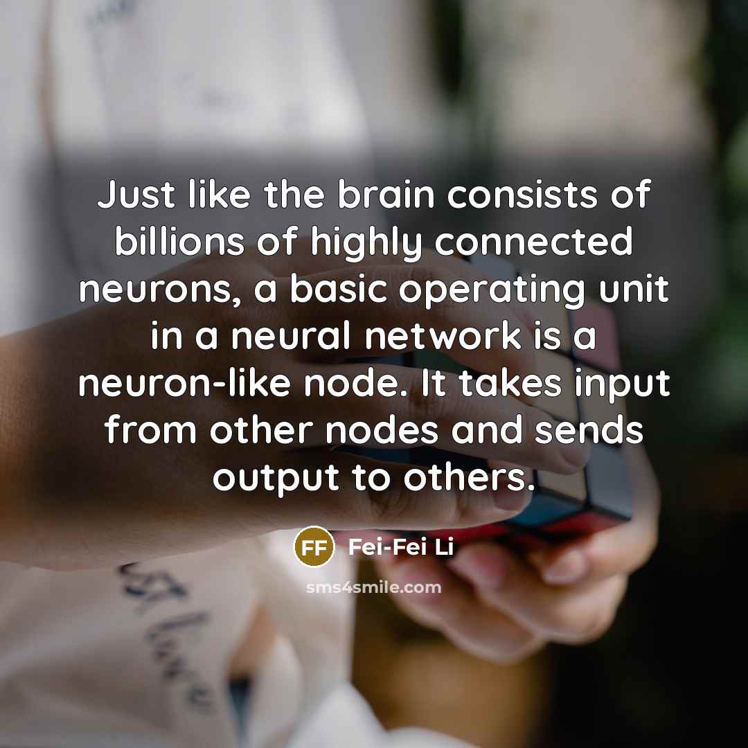 “Just like the brain consists of billions of highly connected…” quote by Fei-Fei Li